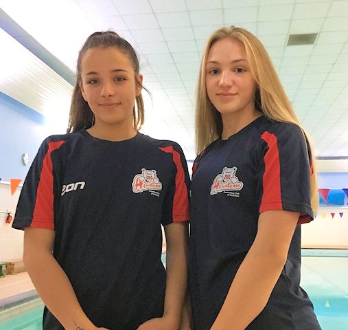 Swimmers Lucy Cannavan and Amarai Hoque from Aquabears Swimming Club 